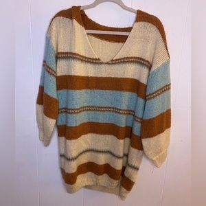 Oversized Shein Beige, Brown, & Blue Sweater / Sweater Dress